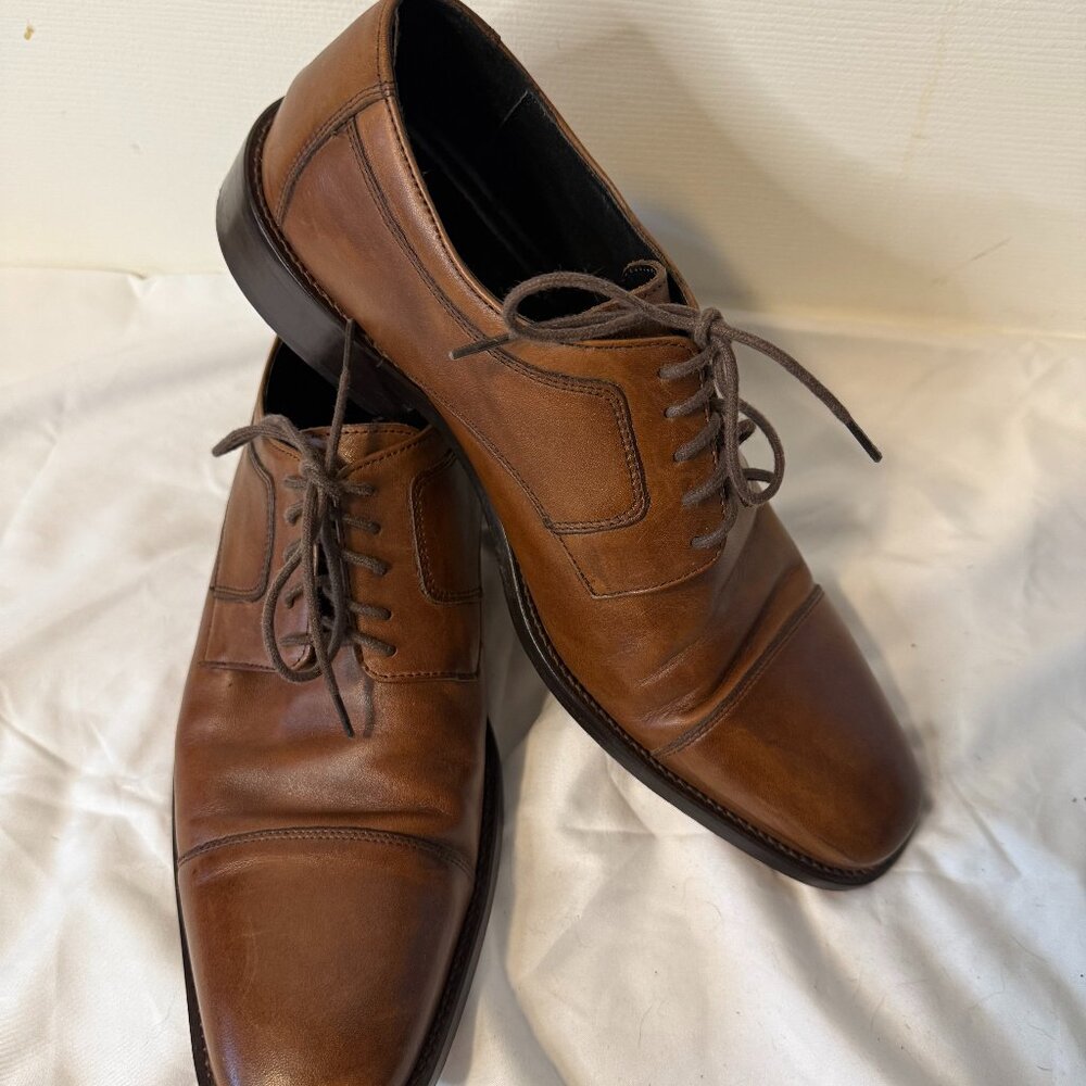 Johnston & Murphy Novick Cap Toe Oxford Men’s Dress Shoes Brown Leather 9M